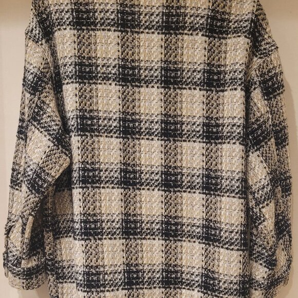 Zara -  Black, Taupe & White  Women's Oversized Tweed Jacket - Picture 7 of 8